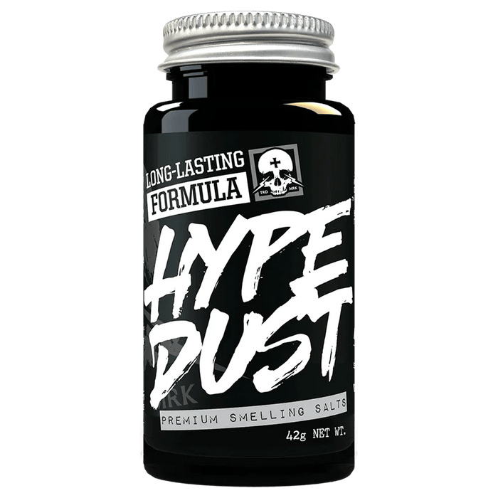 Black bottle of Obsidian Ammonia: Hype Dust | Smelling Salts 42 grams - Supplement Shop with a metal top.