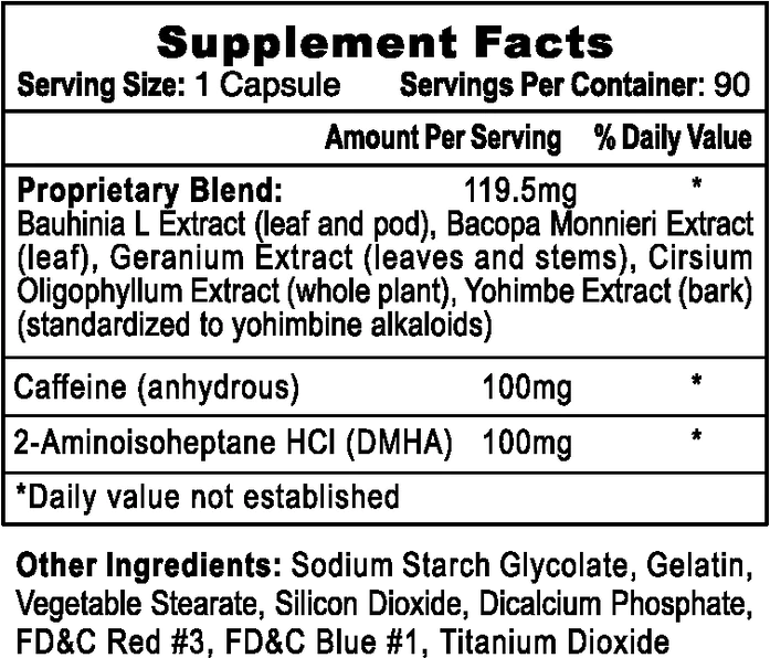 Oxyelite Pro supplements facts panel 