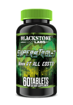 Green and Black bottle of Superstrol 7 blackstone labs that contains 60 Tablets.