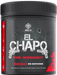 Swole AF El Chapo Pre-Workout supplement in a black container with a red and white design, featuring Tigers Blood flavor with 25 servings.