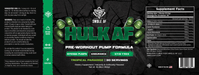 Full view of Swole AF: Hulk AF | Stim Free Pump Pre Workout - Supplement Shop label. 
