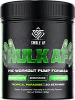 Black jug with green label of Swole AF: Hulk AF | Stim Free Pump Pre Workout - Supplement Shop