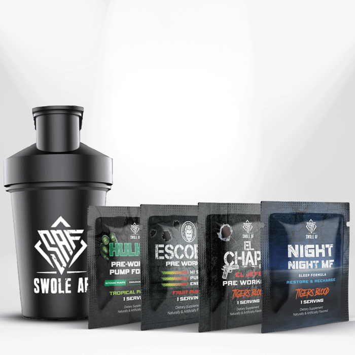 Swole AF: Sample Pack and Shaker Cup - Supplement Shop