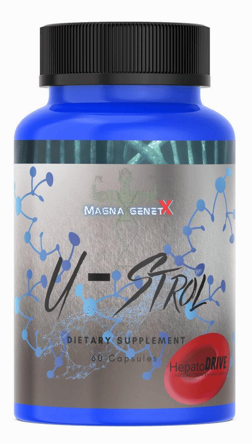 Blue bottle with black top of U Strol: Ursolic Acid 359mg | 30 Servings - Supplement Shop